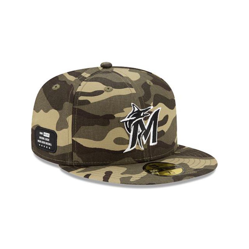 MLB Miami Marlins Armed Forces Weekend 59Fifty Fitted (VID5488) - Green New Era Caps